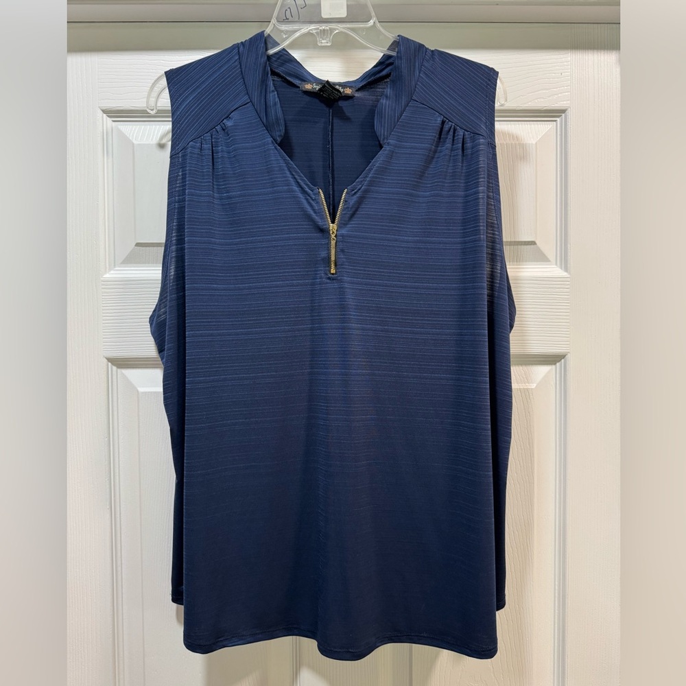 Suzie In The City Sleeveless Blue Polo Tank Top